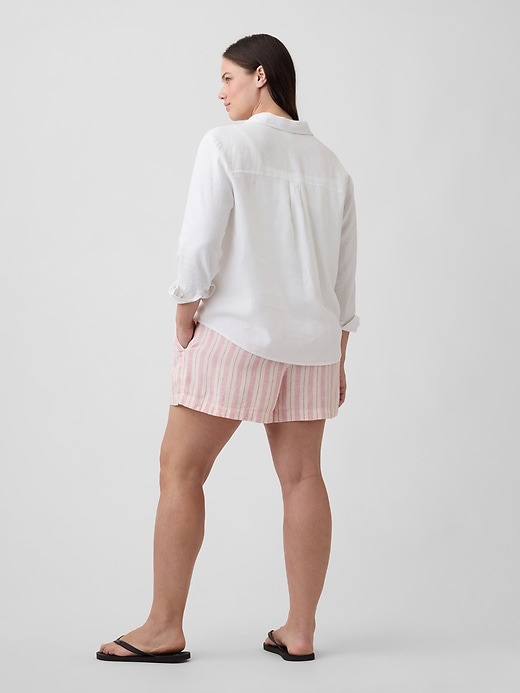 Image number 6 showing, 4" High Rise Pull-On Linen-Blend Shorts