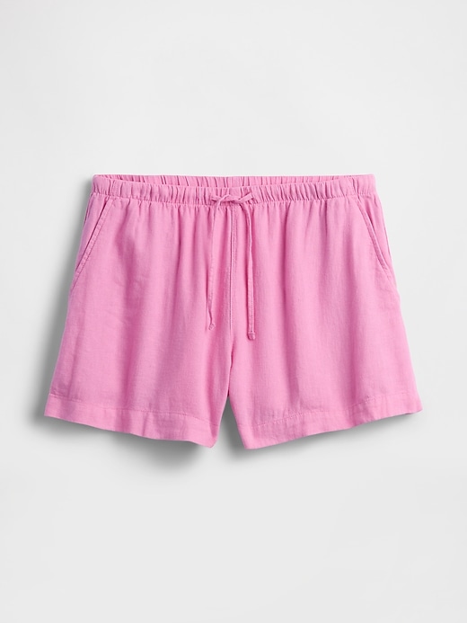 Image number 7 showing, 4" High Rise Pull-On Linen-Blend Shorts