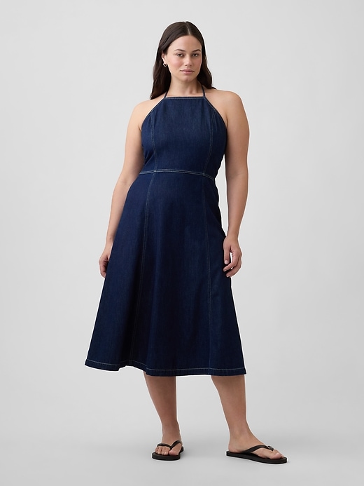 Image number 4 showing, Denim Halter Midi Dress
