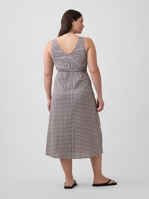 Image number 5 showing, Linen-Blend V-Neck Midi Dress