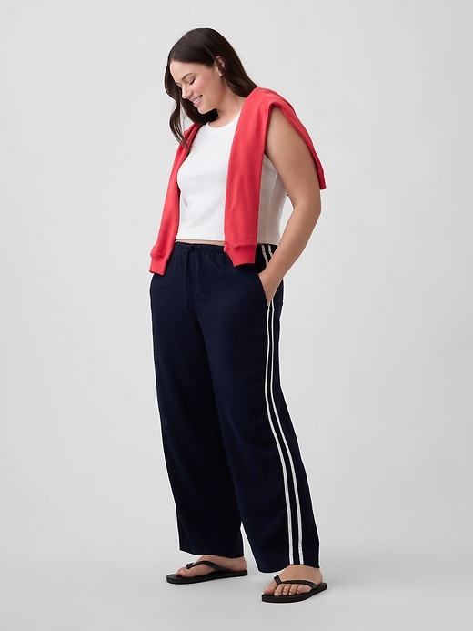 Image number 5 showing, Linen-Blend Stripe Wide-Leg Pants