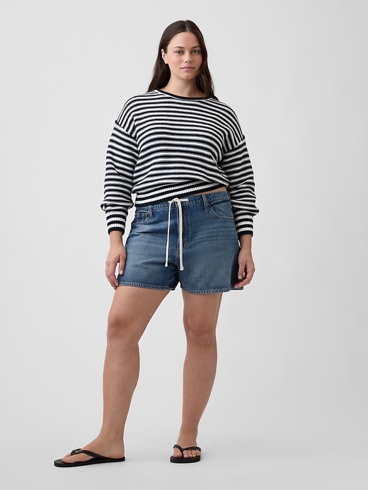 Image number 5 showing, High Rise SuperSoft Drawstring Denim Shorts