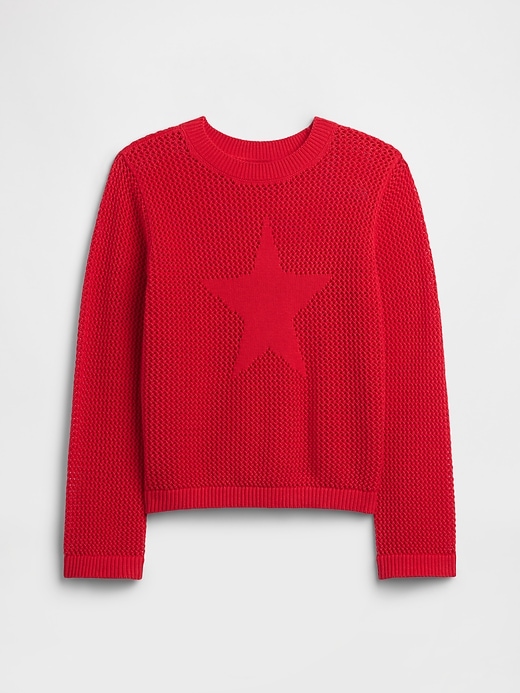 Image number 1 showing, Kids Relaxed Crochet Crewneck Sweater