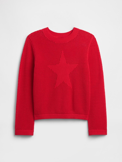 Kids Relaxed Crochet Crewneck Sweater
