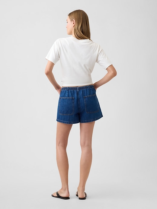 Image number 4 showing, 3" Low Rise Drawstring Denim Shorts