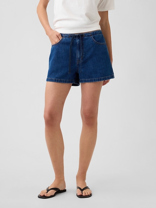 Image number 2 showing, 3" Low Rise Drawstring Denim Shorts