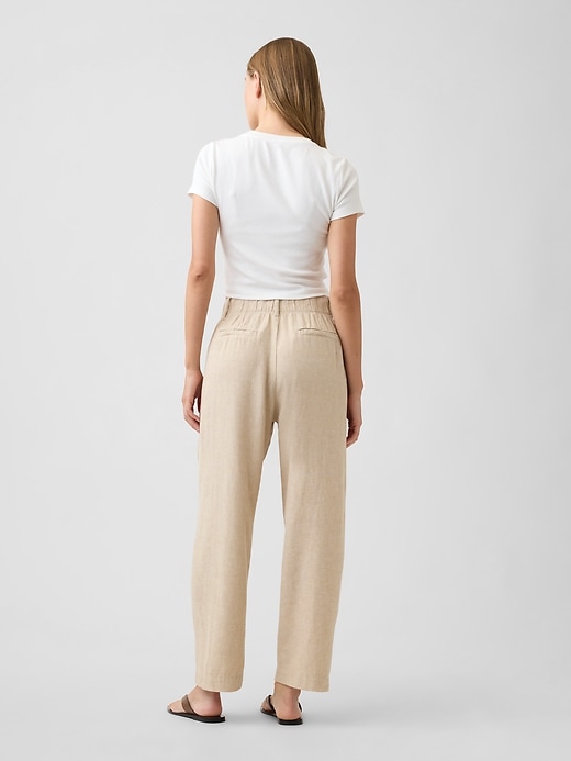 Image number 4 showing, High Rise Linen-Blend Barrel Pants