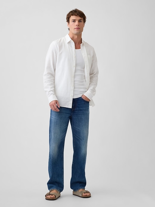 Image number 3 showing, Linen-Blend Shirt in Standard Fit