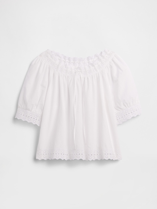 Image number 5 showing, Relaxed Embroidered Tie-Front Top