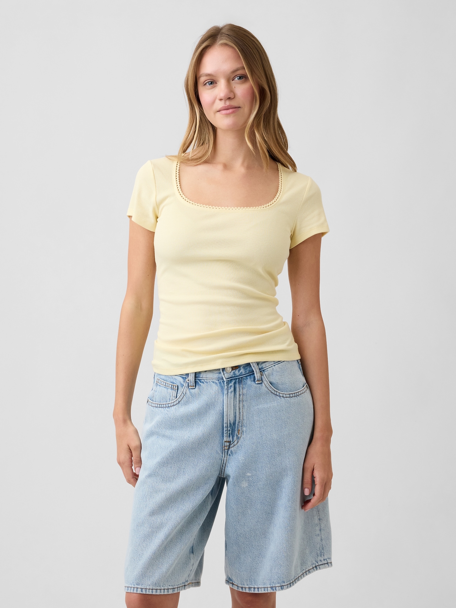 Ribbed Squareneck Top