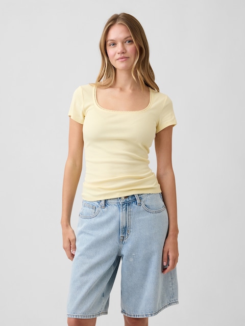 Ribbed Squareneck Top