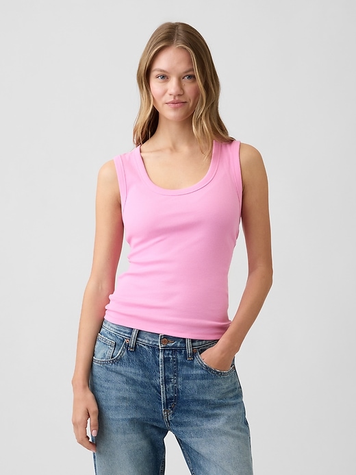 Image number 1 showing, Ribbed Scoopneck Tank Top