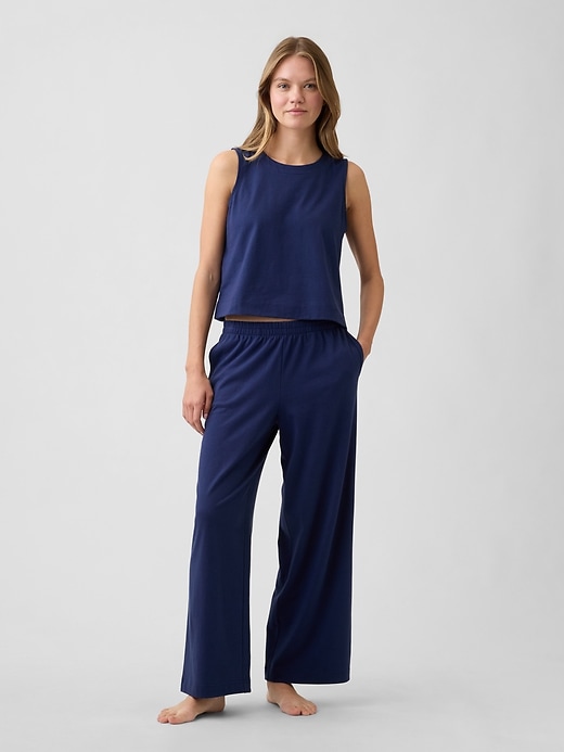 Image number 1 showing, Heavyweight Pull-On Wide-Leg Crop Pants