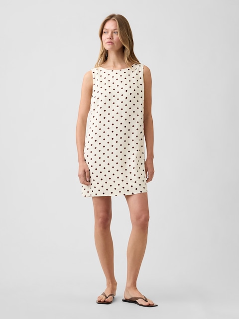 Linen-Blend Apron Mini Dress