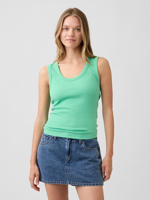 Image number 1 showing, Ribbed Scoopneck Tank Top