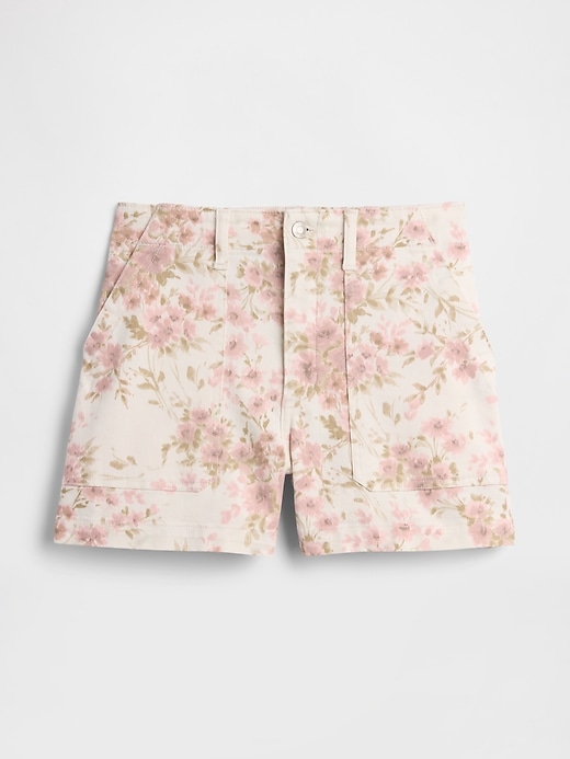 Image number 5 showing, 4" Mid Rise Print Denim Utility Shorts