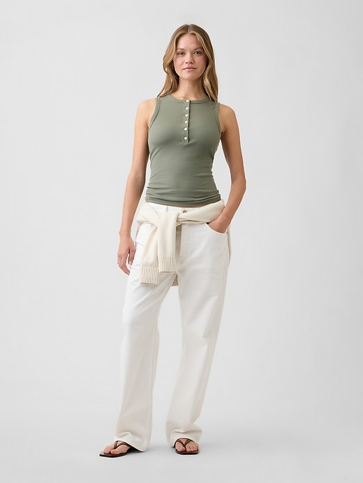 Image number 3 showing, Ribbed Henley Tank Top
