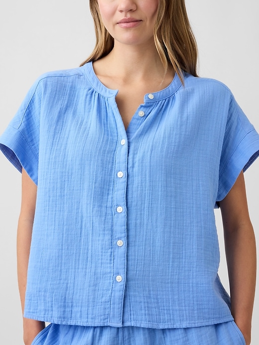 Image number 4 showing, Relaxed Button-Up Gauze Top