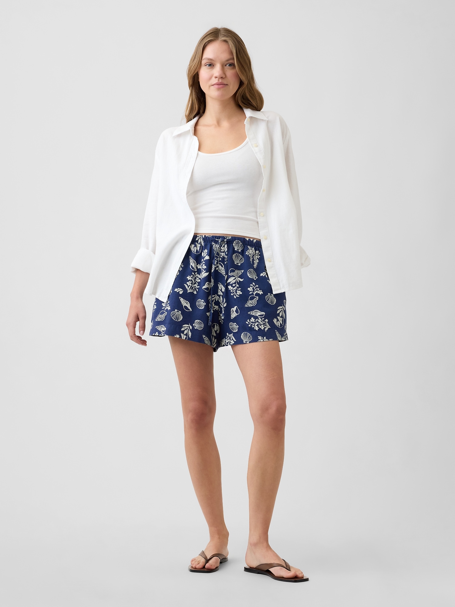4" Pull-On Linen-Blend Shorts