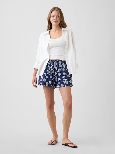 4" Pull-On Linen-Blend Shorts