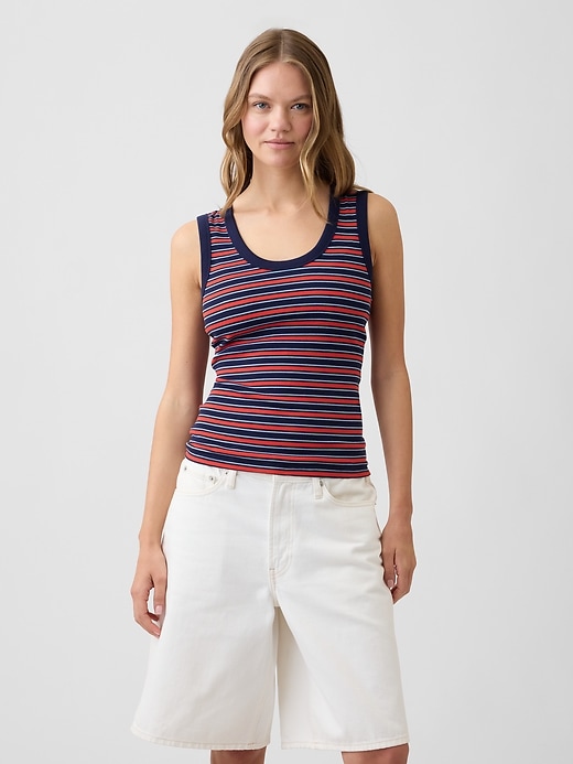 Image number 1 showing, Ribbed Scoopneck Tank Top