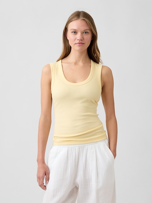 Image number 1 showing, Ribbed Scoopneck Tank Top
