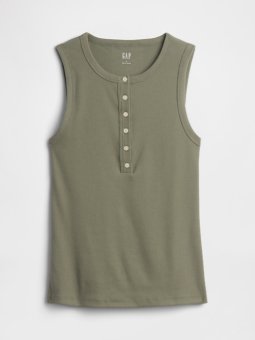 Image number 5 showing, Ribbed Henley Tank Top