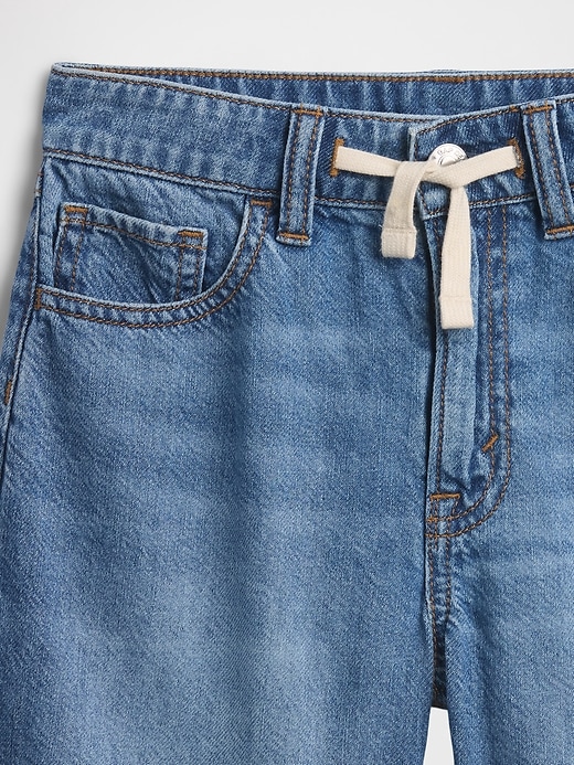Image number 3 showing, Kids Mid Rise Drawstring Denim Shorts