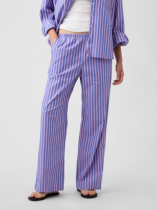 Image number 2 showing, Mid Rise Pull-On Stripe Poplin Pants