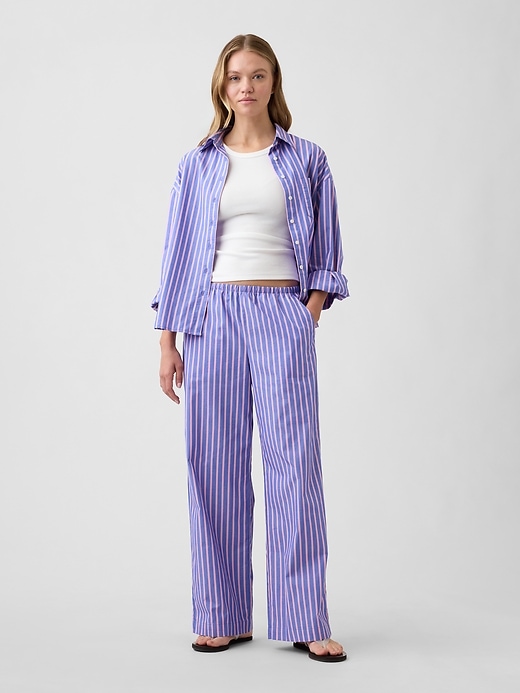 Image number 1 showing, Mid Rise Pull-On Stripe Poplin Pants
