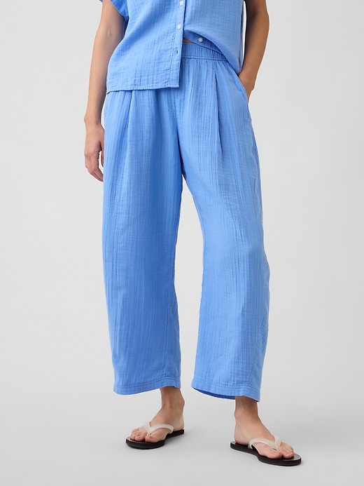 Image number 2 showing, Mid Rise Pull-On Barrel Gauze Pants