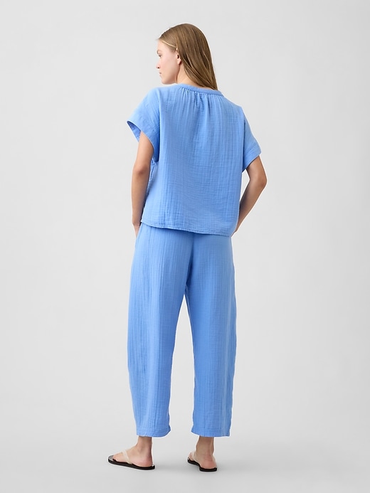 Image number 4 showing, Mid Rise Pull-On Barrel Gauze Pants