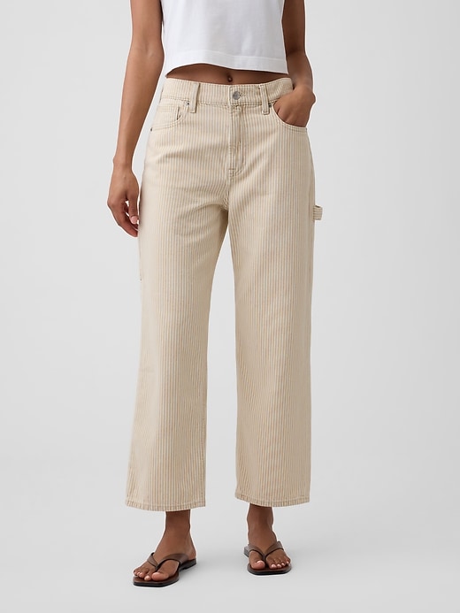 Image number 2 showing, Low Slung Stripe Relaxed Straight Crop Jeans