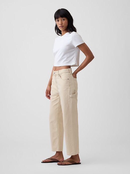 Image number 3 showing, Low Slung Stripe Relaxed Straight Crop Jeans