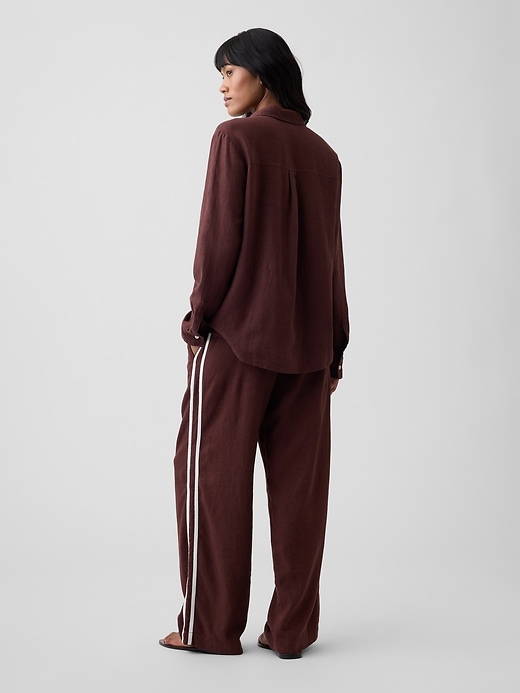 Image number 4 showing, Linen-Blend Stripe Wide-Leg Pants