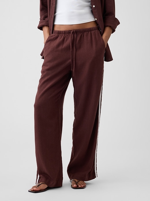 Image number 2 showing, Linen-Blend Stripe Wide-Leg Pants