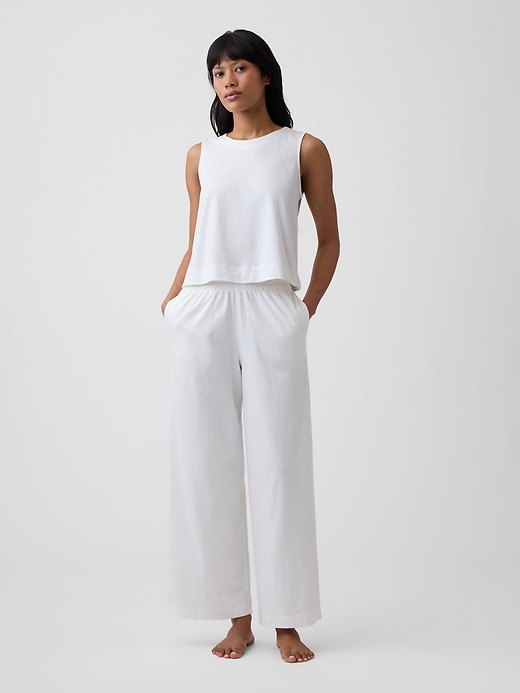 Image number 1 showing, Heavyweight Pull-On Wide-Leg Crop Pants
