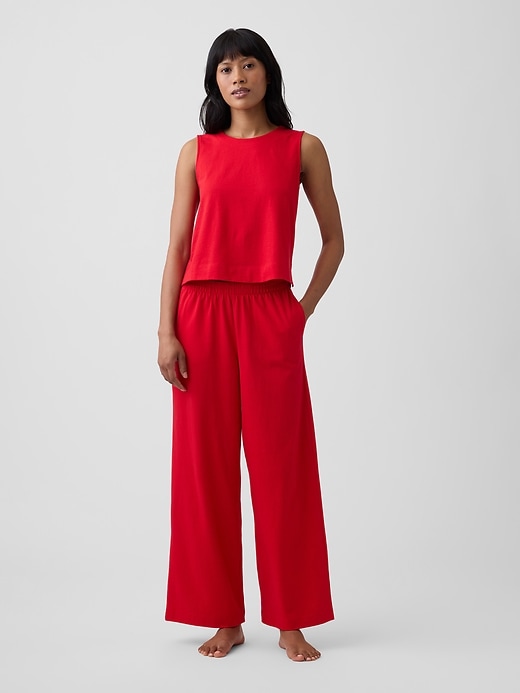Image number 1 showing, Heavyweight Pull-On Wide-Leg Crop Pants
