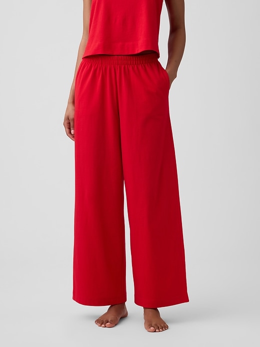 Image number 3 showing, Heavyweight Pull-On Wide-Leg Crop Pants