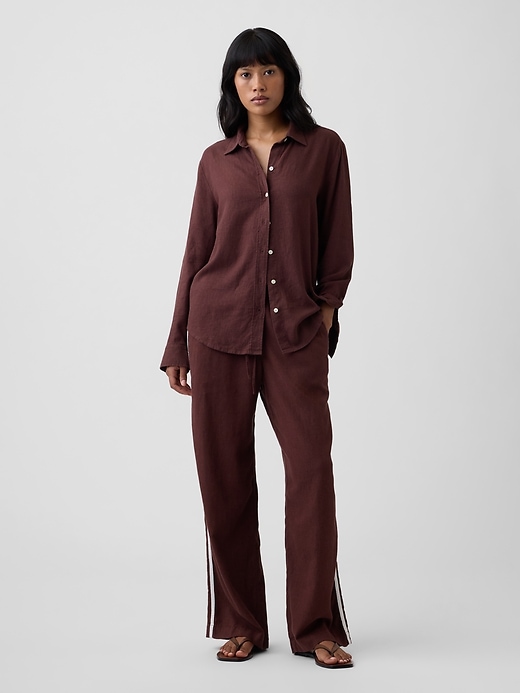 Image number 3 showing, Oversized Linen-Blend Easy Shirt