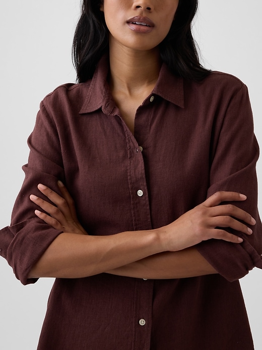 Image number 4 showing, Oversized Linen-Blend Easy Shirt