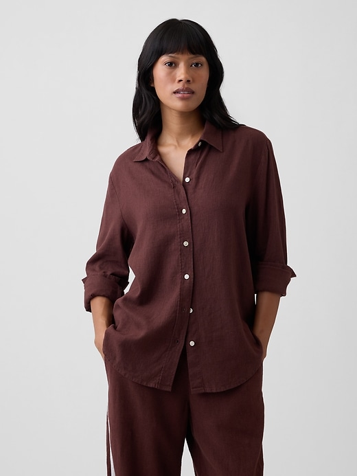 Image number 1 showing, Oversized Linen-Blend Easy Shirt