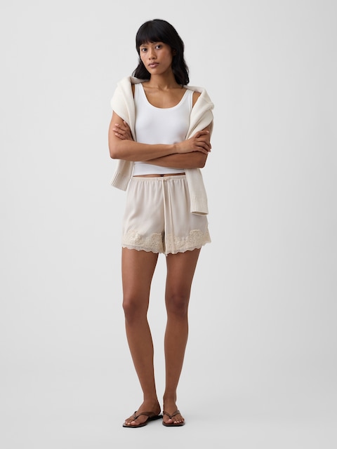 5" High Rise Pull-On Satin Shorts