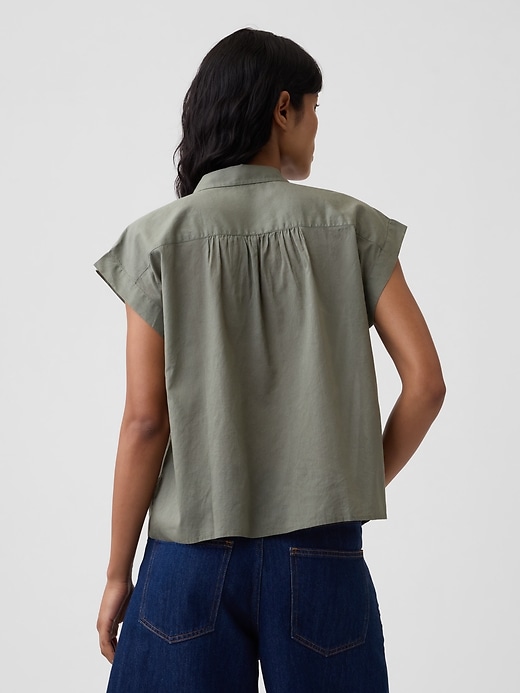 Image number 2 showing, Collared Cap-Sleeve Shirt