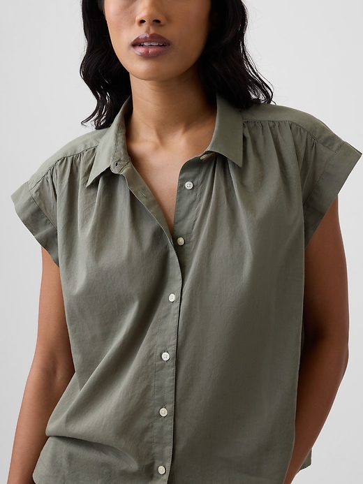 Image number 4 showing, Collared Cap-Sleeve Shirt