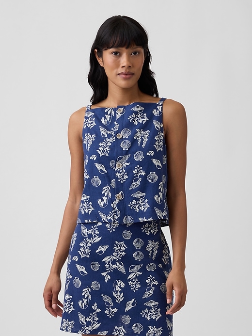 Image number 1 showing, Linen-Blend Apron Top