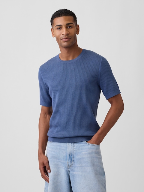 Ribbed Crewneck Sweater T-Shirt