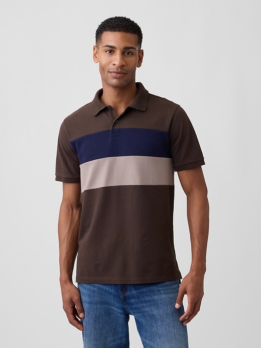 Image number 1 showing, Colorblock Stretch Pique Polo Shirt