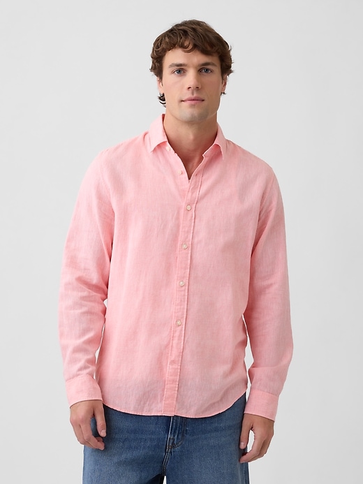 Image number 1 showing, Linen-Blend Shirt in Standard Fit