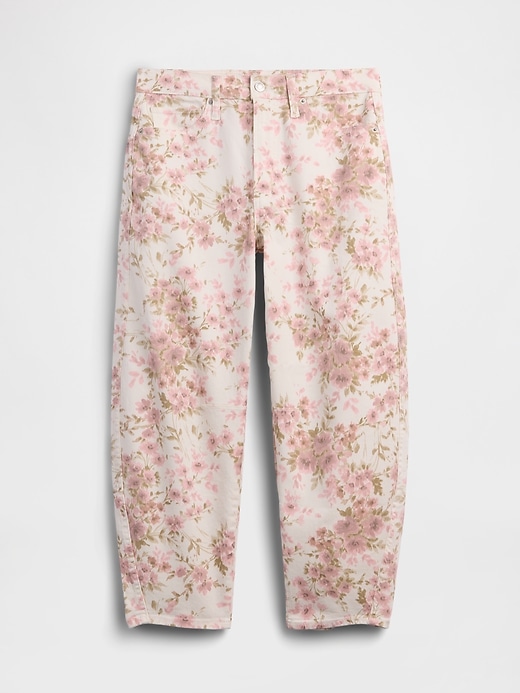 Image number 1 showing, High Rise Print Barrel Jeans